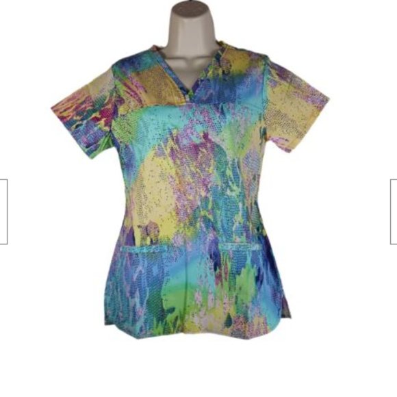 White Swan BIO Womens Scrub top Size XS Pastel Perfection - Picture 3 of 6